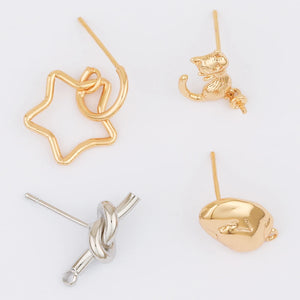 30Pcs Jewelry Accessories/Earrings Stud/Multi Shape/DIY Making