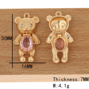 30pcs Glass Animal Pendants DIY Earring Parts CZ Charms Jewelry Findings