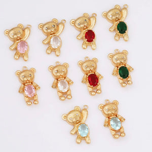 30pcs Glass Animal Pendants DIY Earring Parts CZ Charms Jewelry Findings