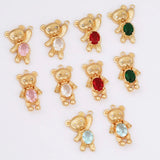 30pcs Glass Animal Pendants DIY Earring Parts CZ Charms Jewelry Findings
