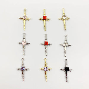 50Pcs Hand Made Cross Shape Earrings Pendant Alloy Effect