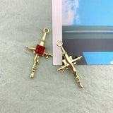 50Pcs Hand Made Cross Shape Earrings Pendant Alloy Effect