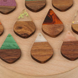 50Pcs 18*28MM Waterdrop Shape Earring Findings Natural Wood Resin Pendant