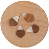 50Pcs 18*28MM Waterdrop Shape Earring Findings Natural Wood Resin Pendant