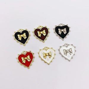 50Pcs Heart Shape Paint Effect Earrings Pendant DIY Jewelry Findings 18X19MM