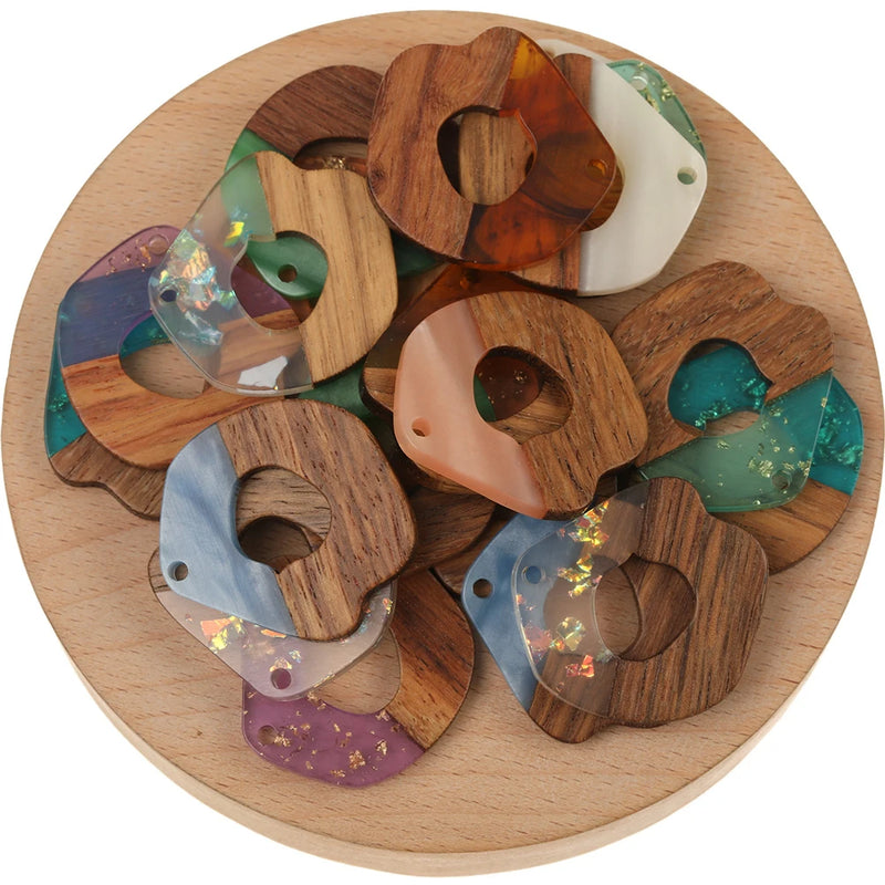 50Pcs 28*28MM Wood & Resin Jewelry Findings Components