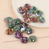 60pcs 17*18MM Square Shape Glass Beads Aurora Effect