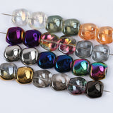 60pcs 17*18MM Square Shape Glass Beads Aurora Effect