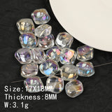 60pcs 17*18MM Square Shape Glass Beads Aurora Effect