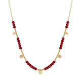 Boho Stainless Steel Charm Layered Necklaces Vintage Red Acrylic Beads Chains