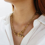 WILD Star Toggle Necklace for Women Stainless Steel Plated Thick Chain