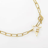 WILD Star Toggle Necklace for Women Stainless Steel Plated Thick Chain