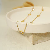 Stainless Steel Zircon Charm Necklace 18K Plated Wedding Jewelry