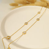 Stainless Steel Zircon Charm Necklace 18K Plated Wedding Jewelry