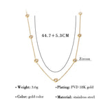Stainless Steel Zircon Charm Necklace 18K Plated Wedding Jewelry