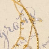 Stylish Stainless Steel Heart Pendant Necklace with Pearl Charms