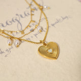 Stylish Stainless Steel Heart Pendant Necklace with Pearl Charms