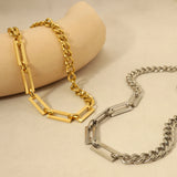 Geometric Splice Stainless Steel Necklace Punk Choker