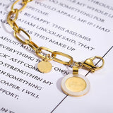 WILD & Punk Chain Bracelet for Women Stainless Steel Pendants Vintage Jewelry