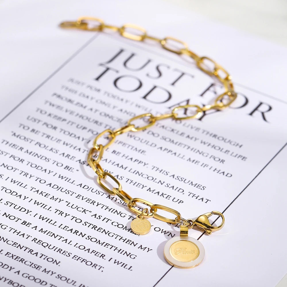 WILD & Punk Chain Bracelet for Women Stainless Steel Pendants Vintage Jewelry