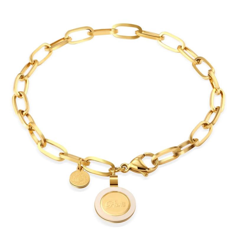 WILD & Punk Chain Bracelet for Women Stainless Steel Pendants Vintage Jewelry