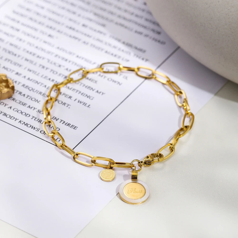 WILD & Punk Chain Bracelet for Women Stainless Steel Pendants Vintage Jewelry