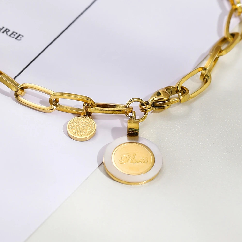 WILD & Punk Chain Bracelet for Women Stainless Steel Pendants Vintage Jewelry