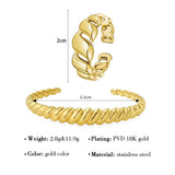 WILD & Punk Stainless Steel Metal Cuff Bracelet for Women