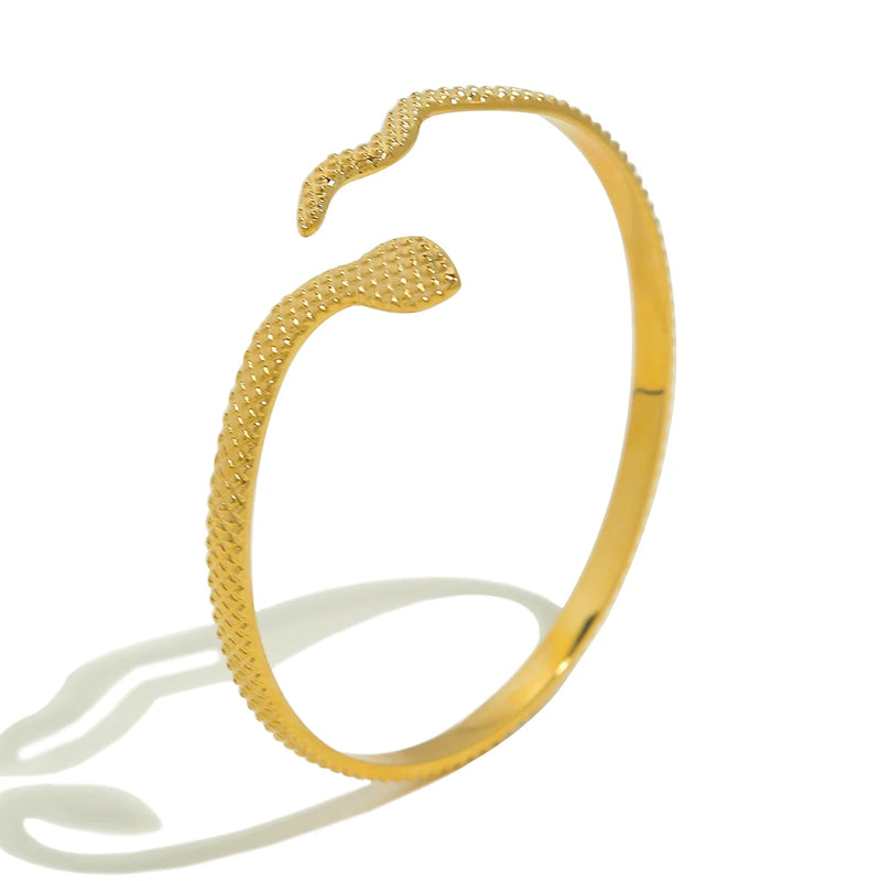 Vintage Stainless Steel Snake Cuff Bracelet for Women