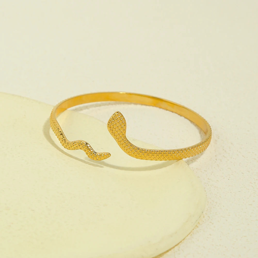 Vintage Stainless Steel Snake Cuff Bracelet for Women