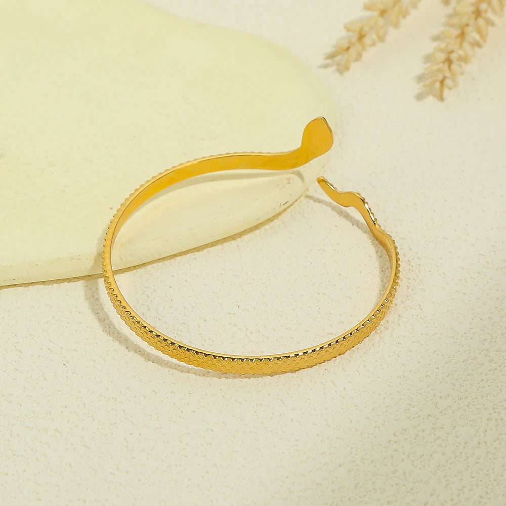Vintage Stainless Steel Snake Cuff Bracelet for Women