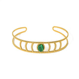Vintage Malachite Stainless Steel Cuff Bracelet Green Bangle Jewelry