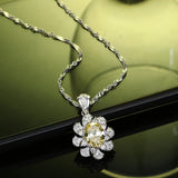 Flower Pendant Diamond Necklace 925 Sterling Silver