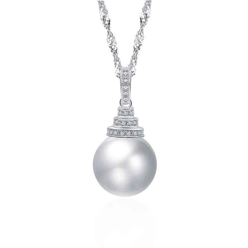 12mm Pearl Necklace S925 Sterling Silver Elegant Hypoallergenic Jewelry
