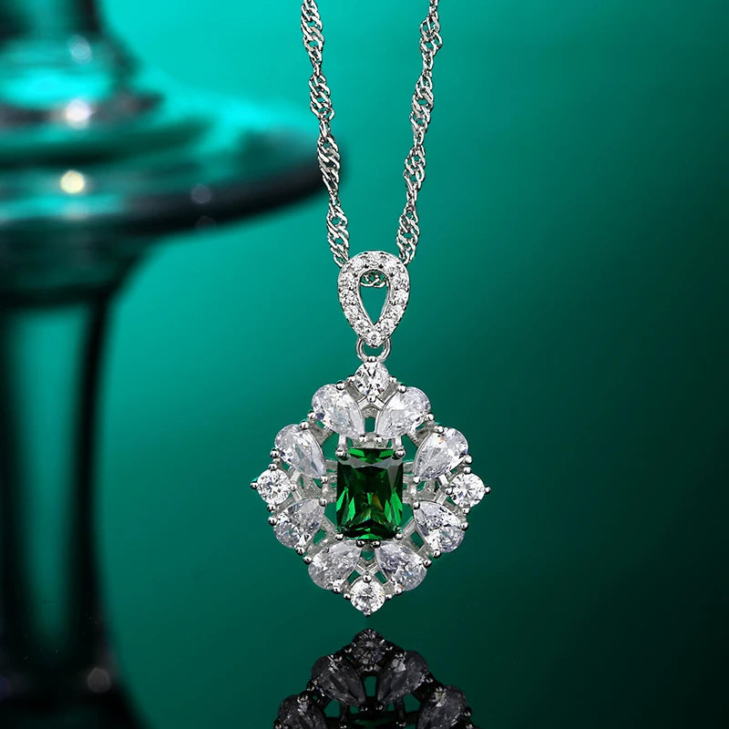 High Green Diamond Necklace S925 Sterling Silver Necklaces High Wedding Jewelry