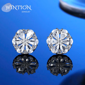 Zircon Stud Earrings S925 Snowflake Earrings Classic Women's Accessories