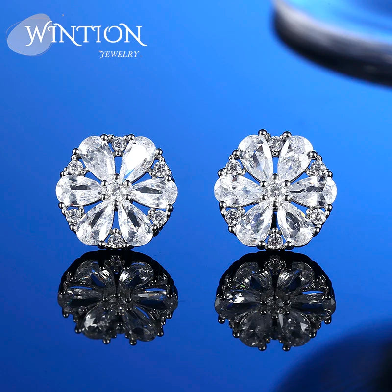 Zircon Stud Earrings S925 Snowflake Earrings Classic Women's Accessories