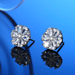 Zircon Stud Earrings S925 Snowflake Earrings Classic Women's Accessories