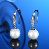 Pearl Earrings S925 Silver Earhooks Zircon Wedding Jewelry