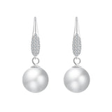 Pearl Earrings S925 Silver Earhooks Zircon Wedding Jewelry