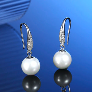 Pearl Earrings S925 Silver Earhooks Zircon Wedding Jewelry