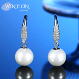 Pearl Earrings S925 Silver Earhooks Zircon Wedding Jewelry
