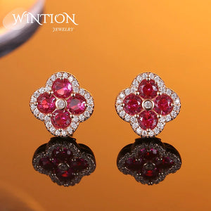 Zircon Rose Flower Stud Earrings S925 Sterling Silver High-End Jewelry
