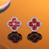 Zircon Rose Flower Stud Earrings S925 Sterling Silver High-End Jewelry