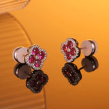 Zircon Rose Flower Stud Earrings S925 Sterling Silver High-End Jewelry