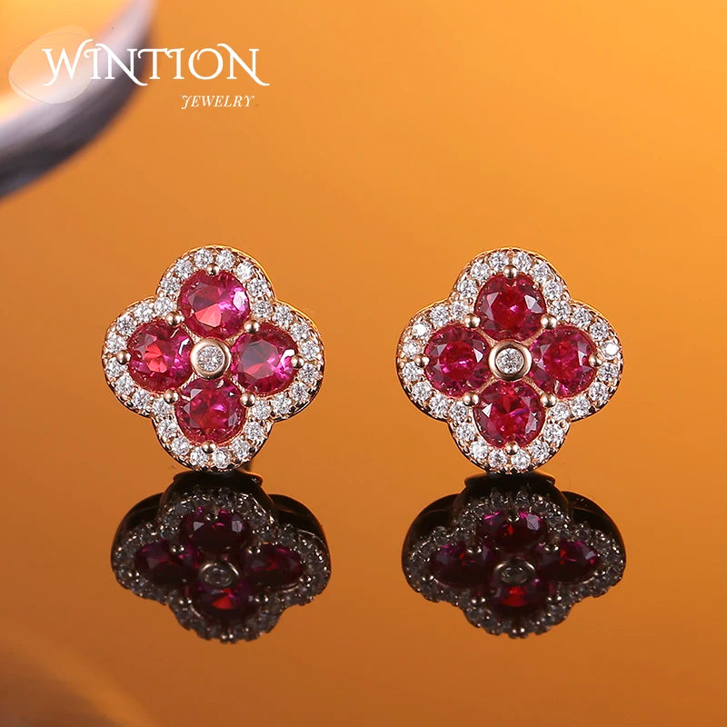 Zircon Rose Flower Stud Earrings S925 Sterling Silver High-End Jewelry