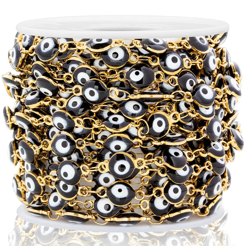6mm Stainless Steel Evil Eye Chain Necklace Bracelet