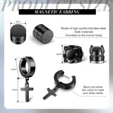 Men's Stainless Steel Magnetic Stud Earrings Set Cross Dangle Hoop