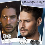 Men's Stainless Steel Magnetic Stud Earrings Set Cross Dangle Hoop