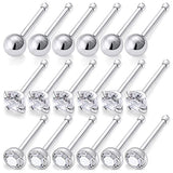 18PCS 20G Stainless Steel Nose Rings Straight Piercings Hypoallergenic